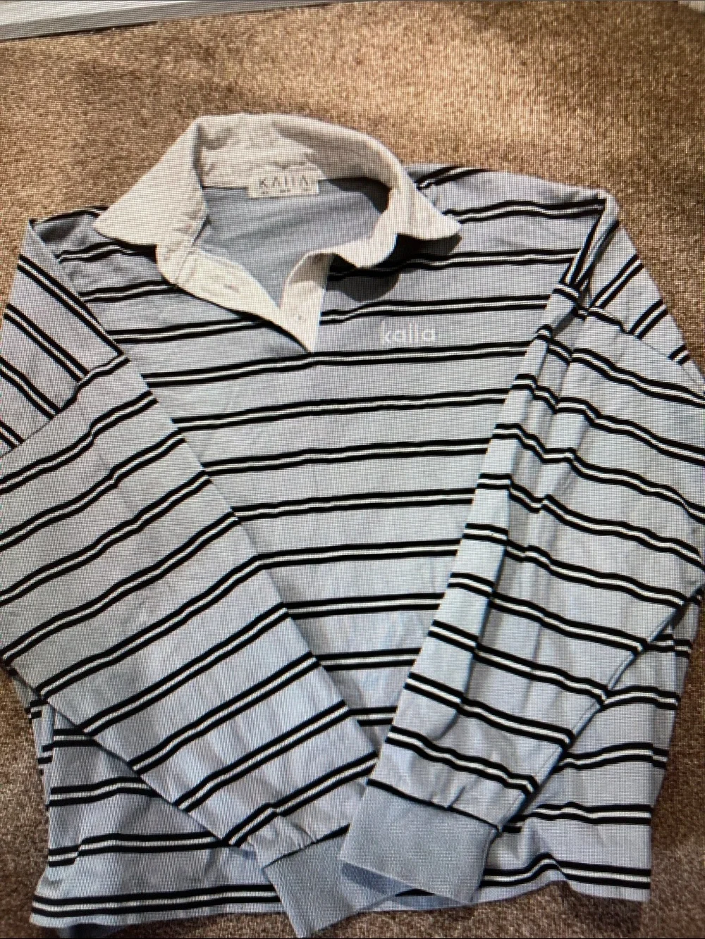 Striped Rugby Pullover with Contrast Collar